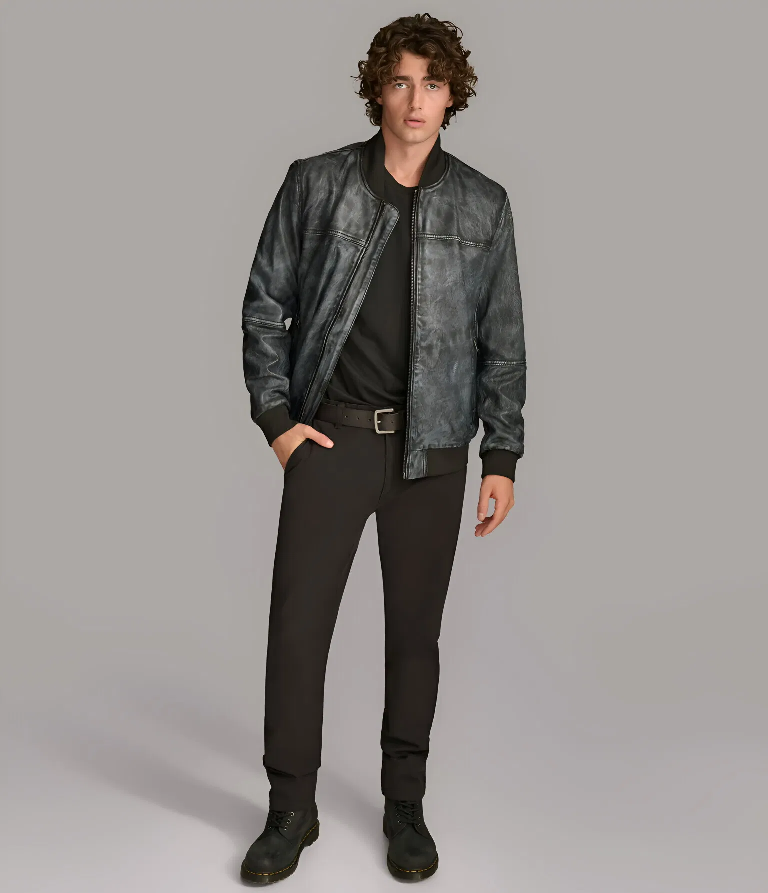 Trendy Snap&Zipper Faux Leather Jacket for Men