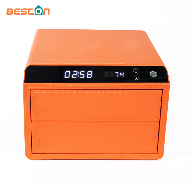 Smart Leather Safe Household Fingerprint Digital Biometric Jewelry Security Drawer Safe