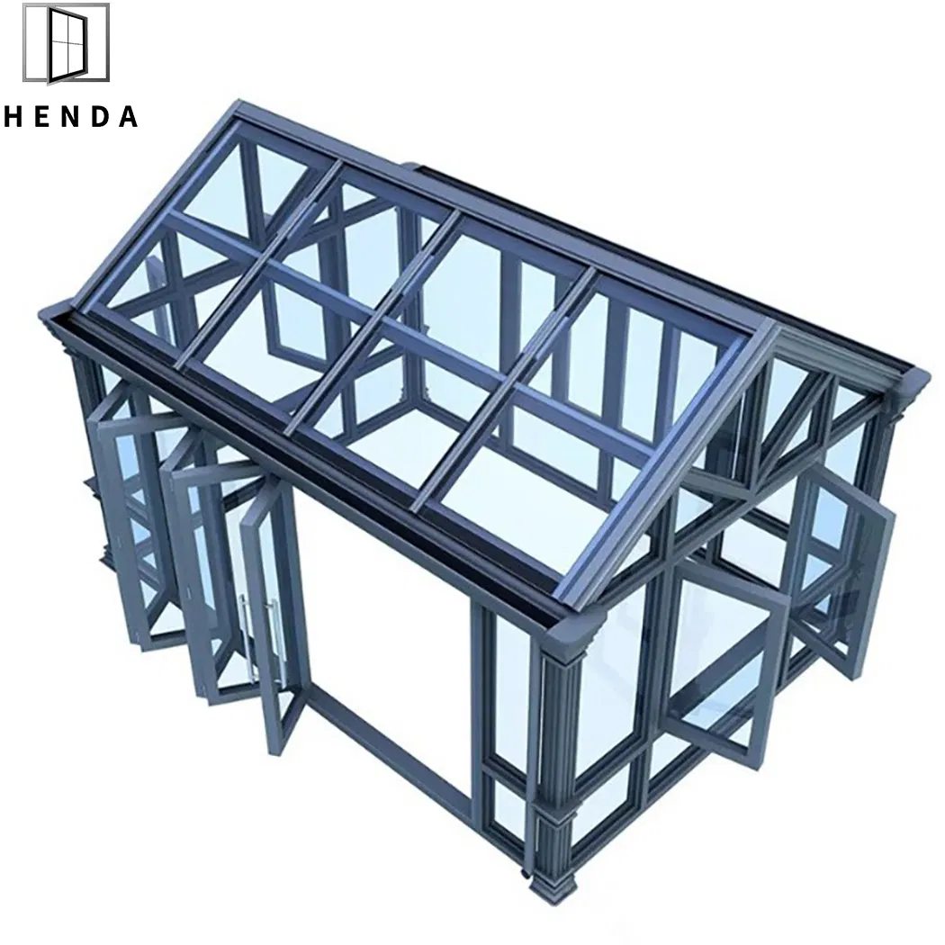 New Design Outdoor Aluminium Frame Glass House Triangle Roof Garden Room Insulated Conservatory Sunroom