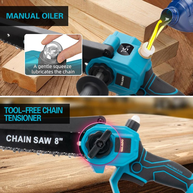 Fast Cutting 8 Inch Mini Electric Chainsaw with Long Lasting Battery
