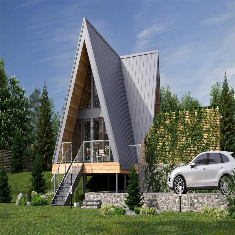 Steel Prefabricated a-Frame Tiny Home of Steel Structural Building with 2 Bedrooms