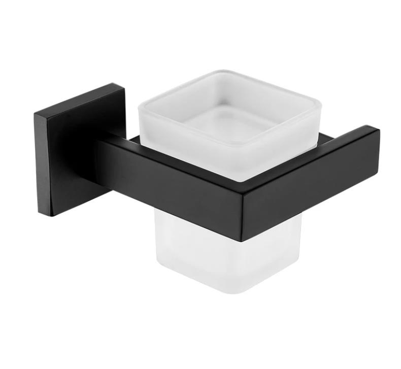 Matt Black Square Toothbrush Holder &Cup Holder Wall Mount