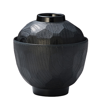 Melamine Soup Bowl Sets Japanese Style Hotel Restaurant Black Matte Turtle Pattern Miso Soup Seriving Bowl