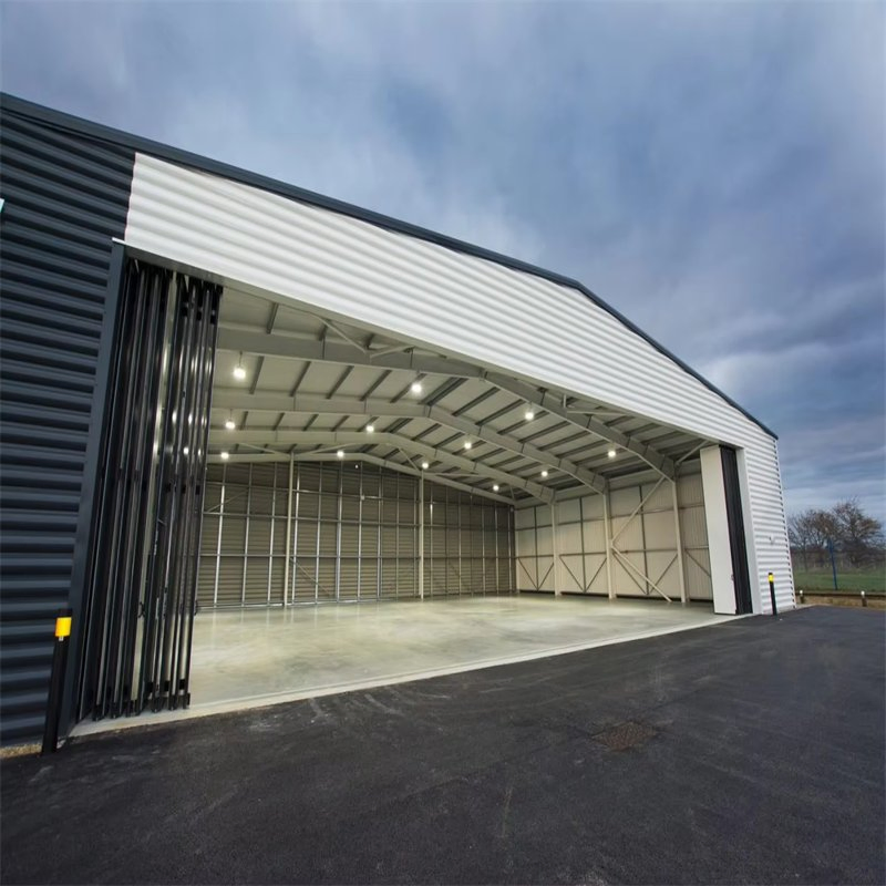 Customizable Design Large Clear Span Prefabricated Steel Structure Construction Aircraft Hangar Shed Prefab Metal Light Steel Frame Metal Helicopter Hanger