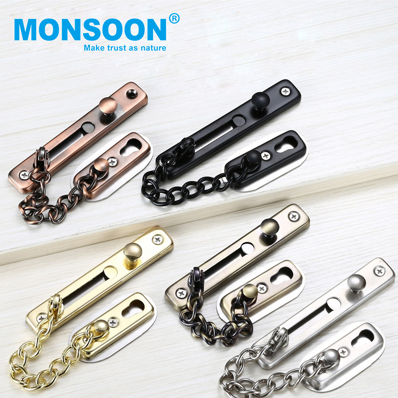 Commercial Hotel Door Guard Safety Security Brushed Nickel Inside Chain Stop Lock Latch Concealed Stainless Steel Anti-Theft Door Chain