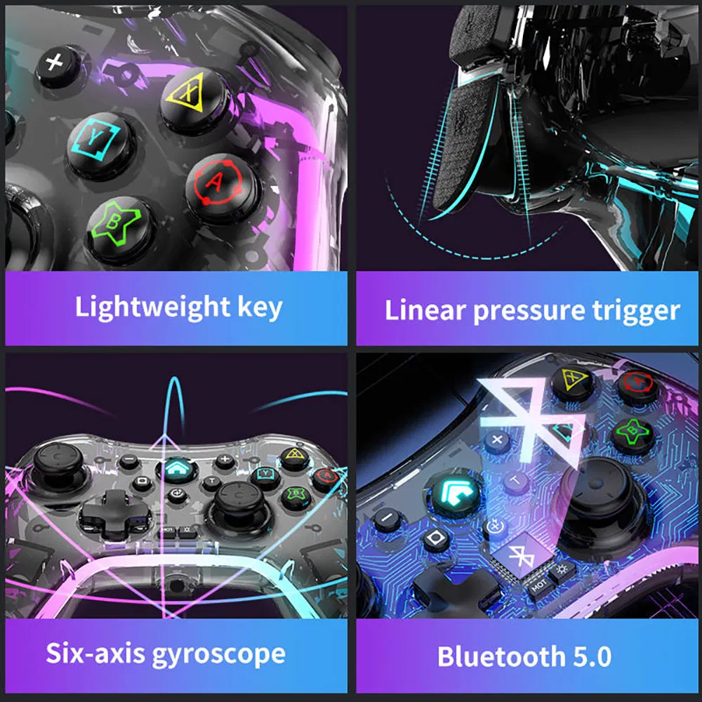 Беспроводной RGB геймпад для PS4, Switch, ПК, Android
