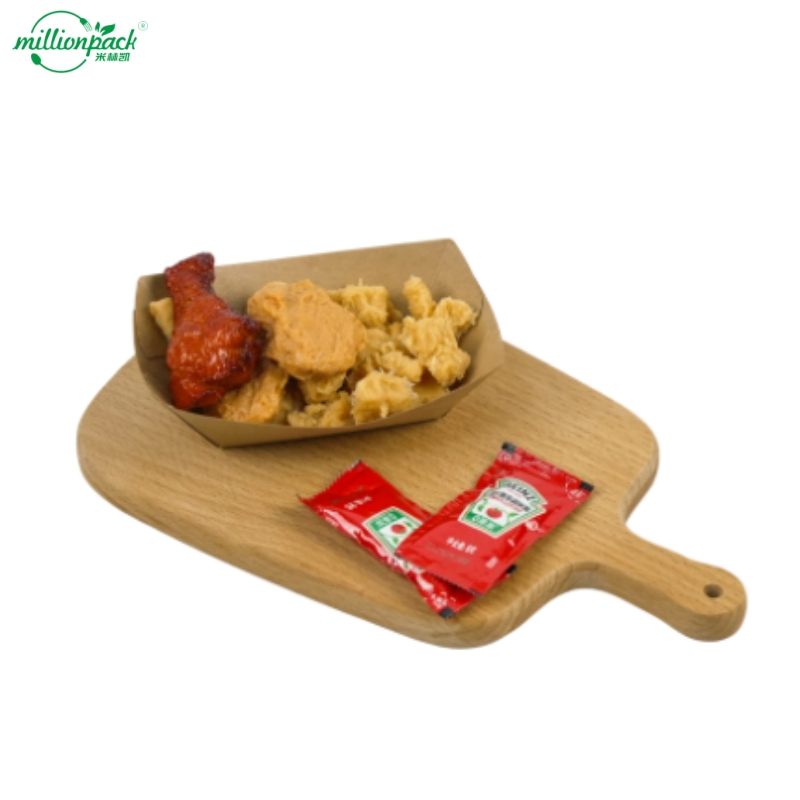 Large Capacity Kraft Paper Boat Tray Custom Printed Container for Portion Sizes
