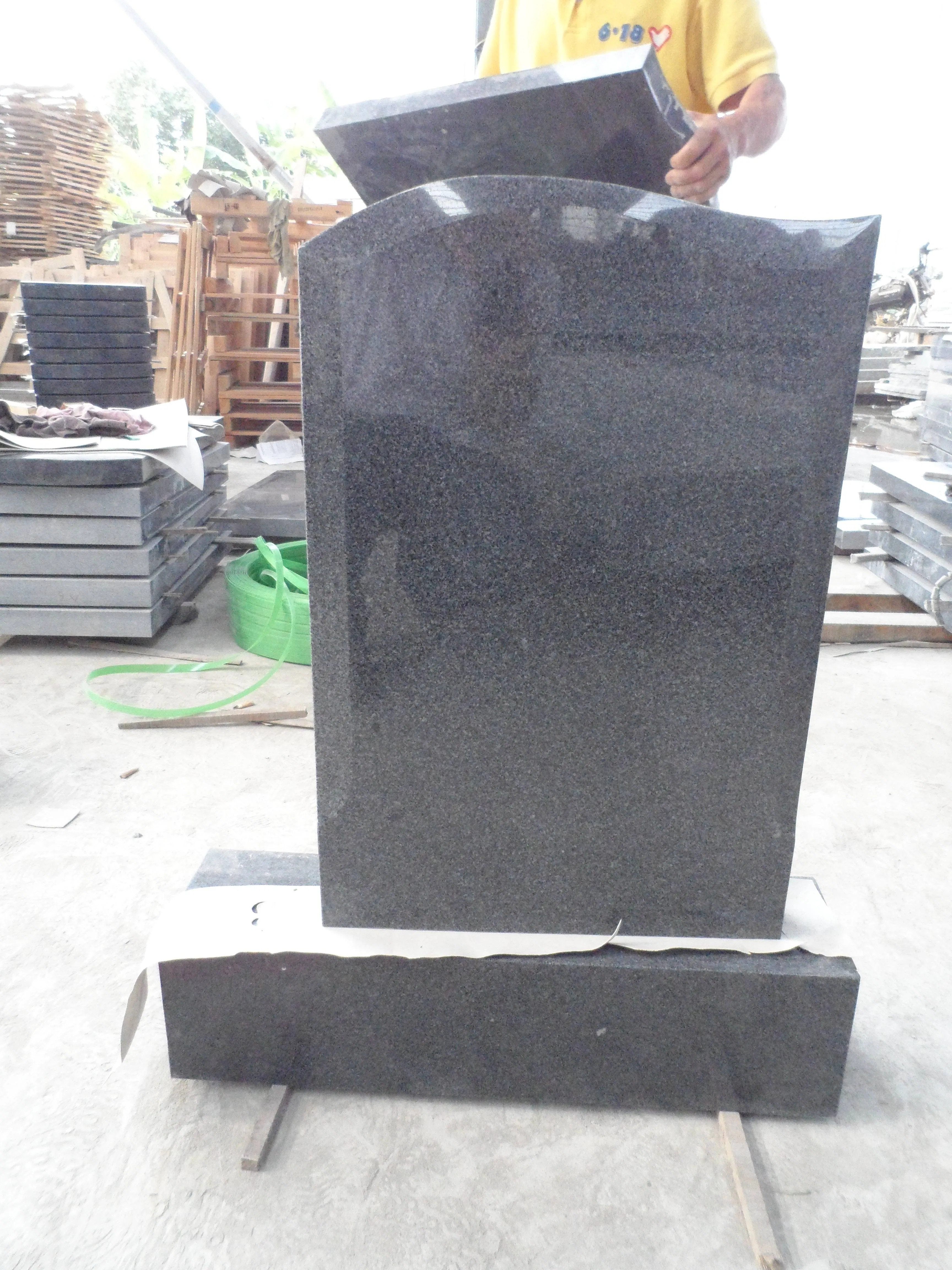 Russia Style Monument Black Granite Tombstone, Simple Type Headstone#