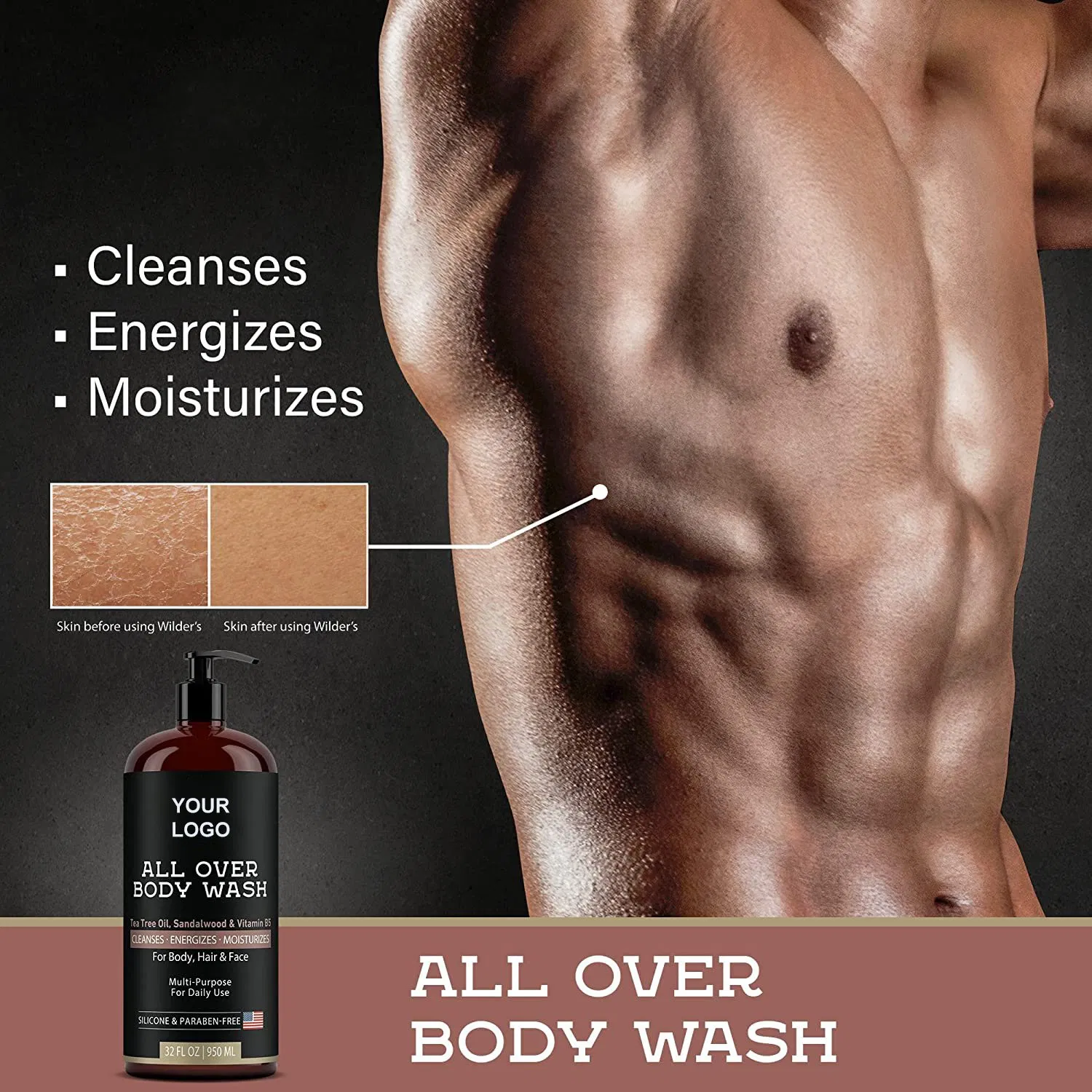 Beauty Cosmetics Skin Care Tea Tree Oil Moisturizes Man's Body Wash