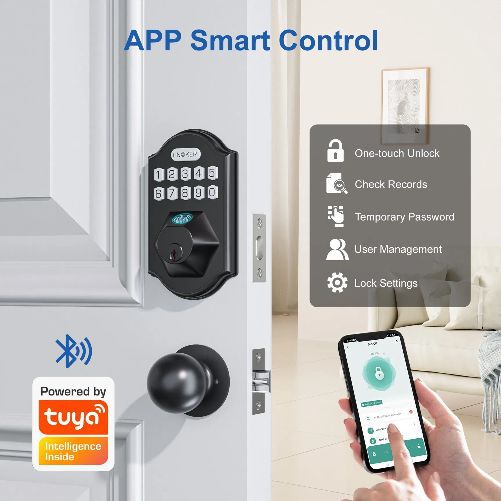 Keyless Entry Tuya Smart WiFi Lock Biometric Fingerprint Digital Code Smart Life APP Condominium Door Lock