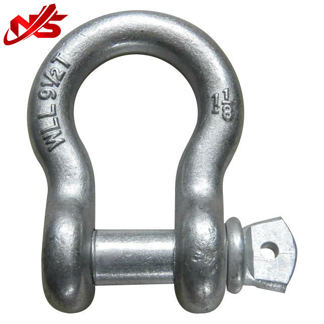 G-209 Type Drop Forged Screw Pin Bow Shackle Galvanized Shackle Pin