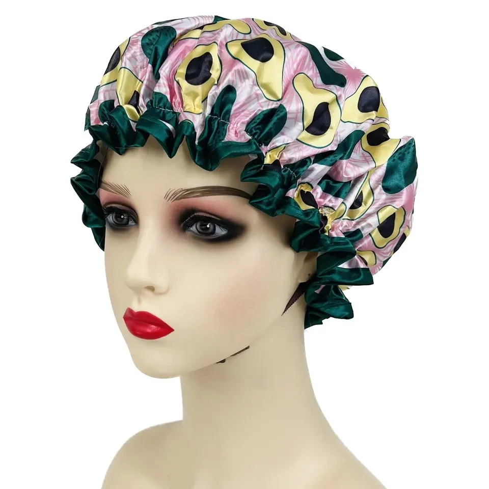 Quiet Girl High Quantity Avocado Shower Caps Satin Waterproof Shower Cap