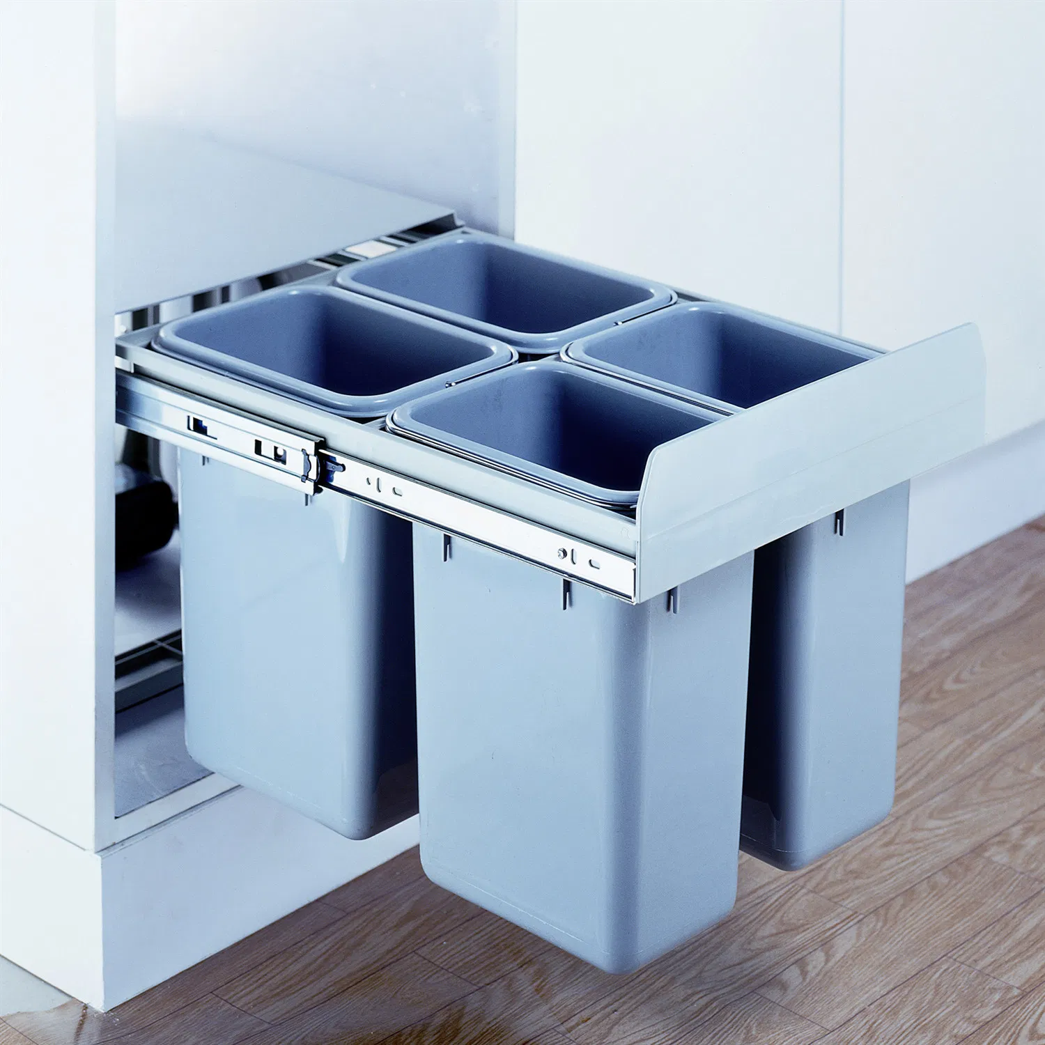 Two Bins Kitchen Cabinet Sliding Under Mounted Door Hanging Pull out Trashcan (CLG025A)