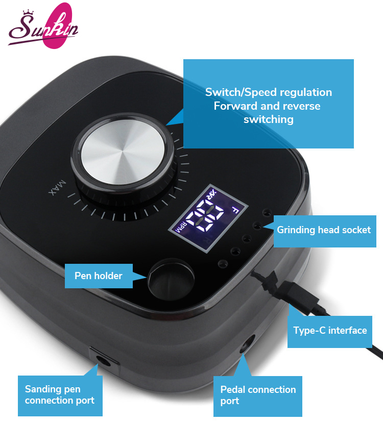 2024 New Arrival Professional 40000rpm Low Noise Coreless Motor Nail Drill Machine