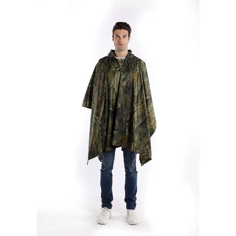 Fast Delivery Rain Poncoh Digital Camouflage Rain Poncho Camo Raincoat Long Size