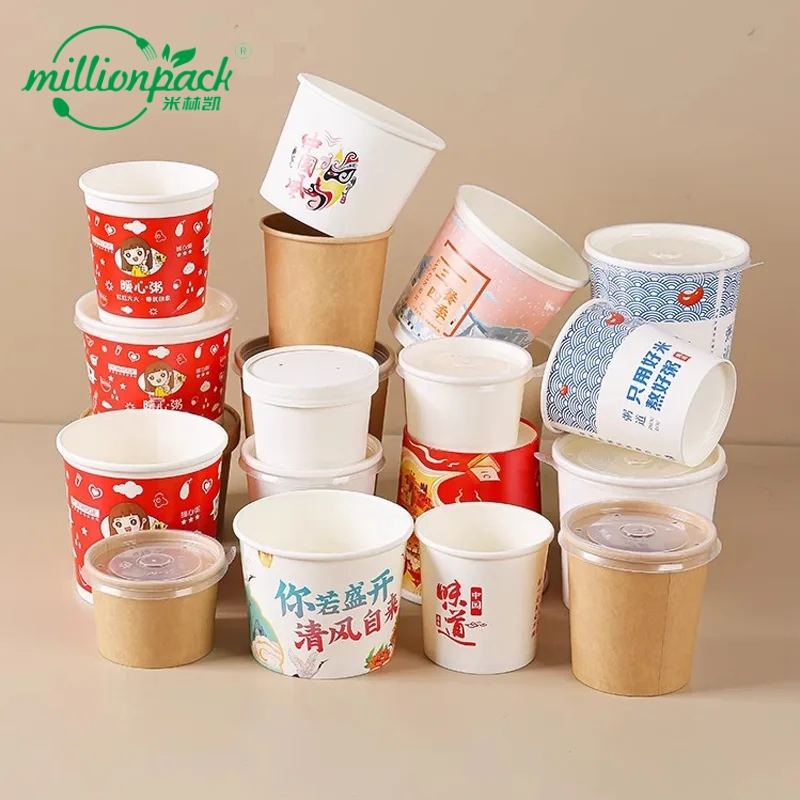 Custom Printed Kraft Soup Container for Restaurant Branding