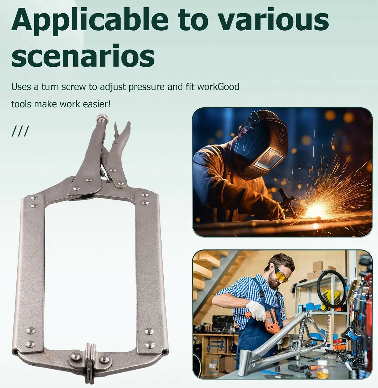 Heavy Duty Welding C Clamp Pliers C-Type Welding Pliers 18'' with Swivel Pads