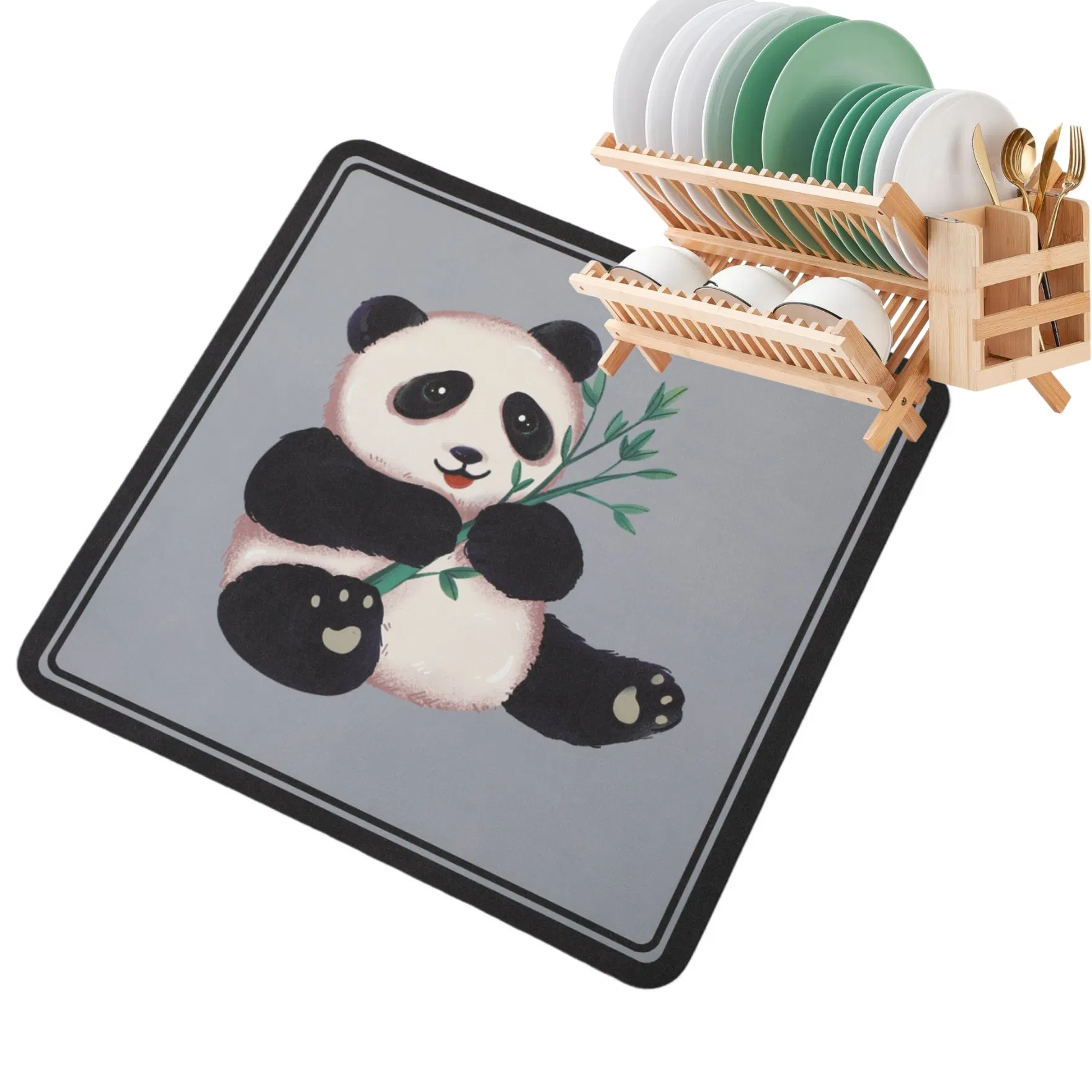 Коврик для сушки посуды Panda, 5мм, под бамбуковую сушилку