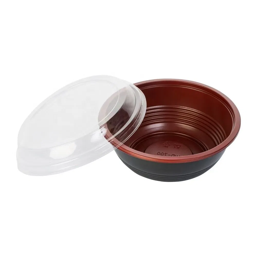 Red-Black PP Disposable Soup Bowl Food Grade Takeaway Noodle Packaging