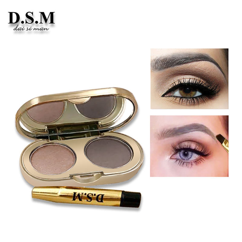 Dsm 2 Colors Black Shaping Eyebrow Pencil Powder with Brush Set