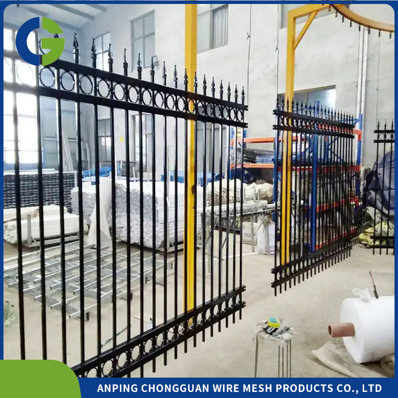 Decorative Ornamental Security Spear Top Powder Coated Black Welded Aluminum Fence and Gates Picket