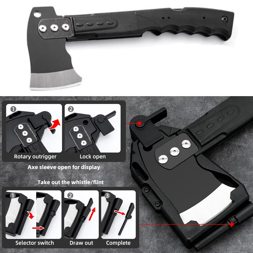 China Outdoor Tool Survival Black Sharp Multifunctional Hatchet with Nylon Glassfiber Handle
