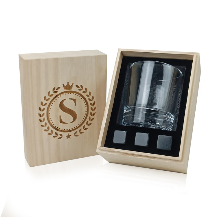 Lead Free Old Fashioned Crystal Rotating Whiskey Glass with Stones Gift Set