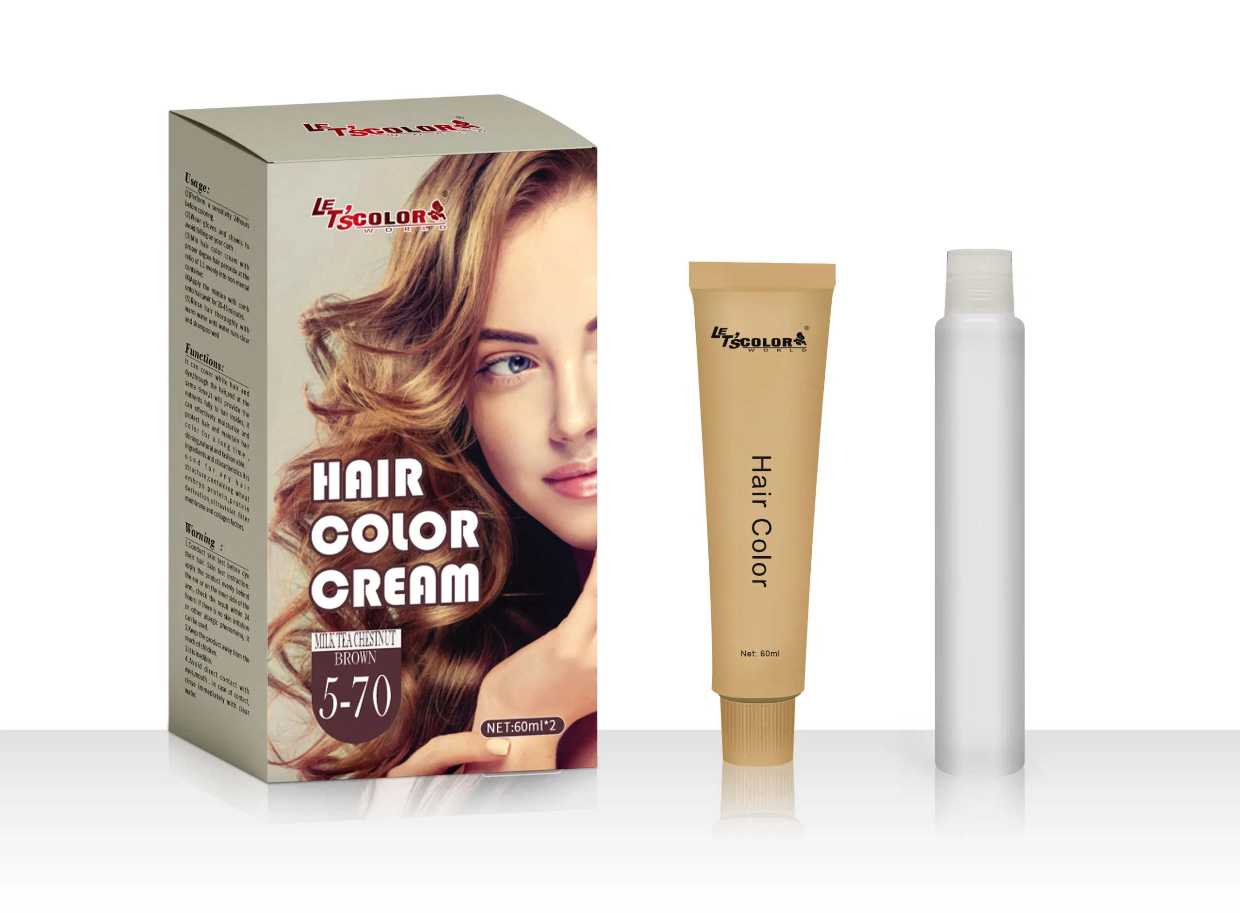 Popular Natural Hair Color Cream for Hair Root 60ml+60ml