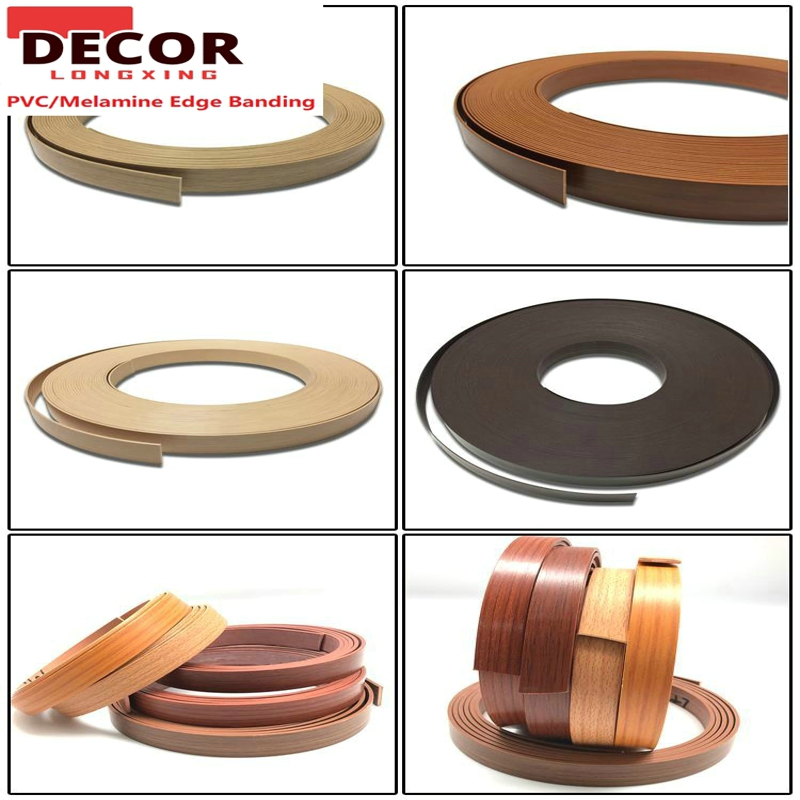 Strip Grain Wood Grain PVC Edge Banding Tape for Cabinet Table Wood Surface Edging Decor