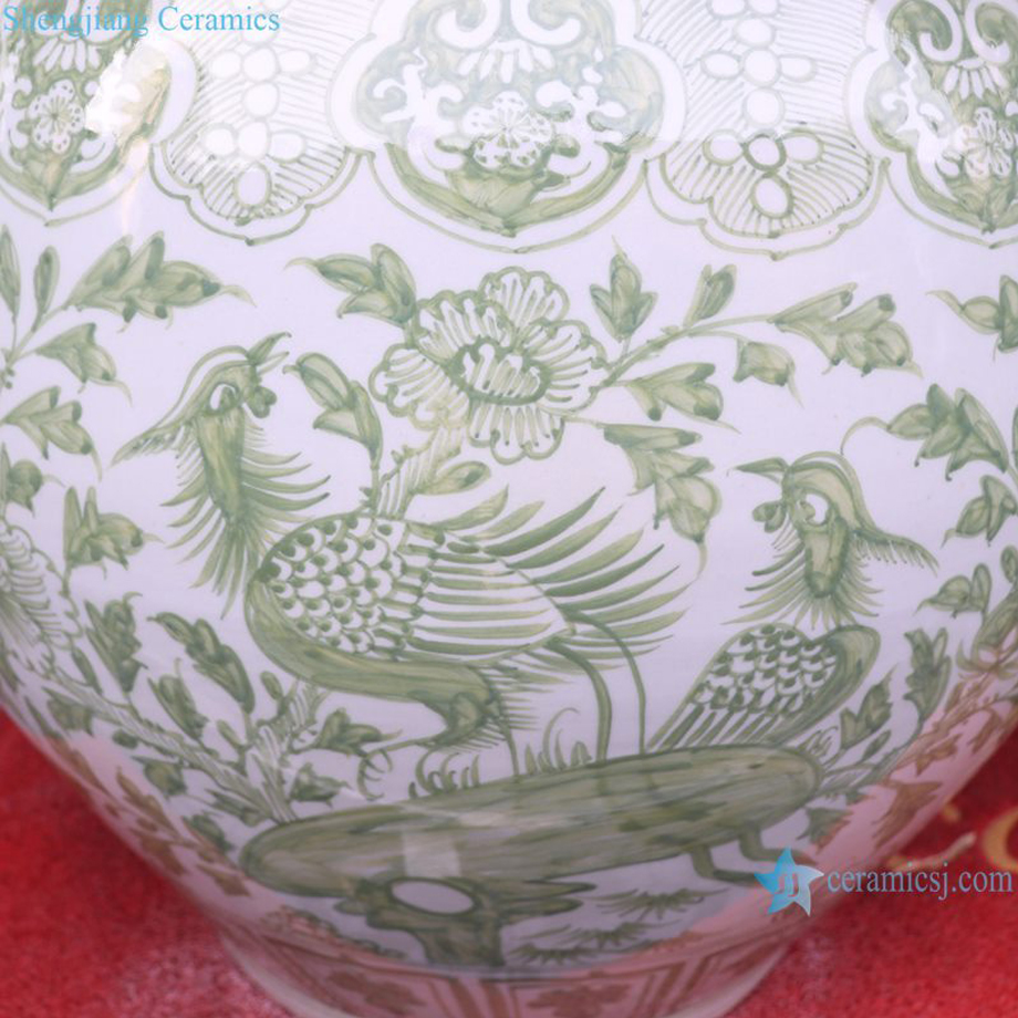 Горшок керамический ручной работы зеленый белый RZSD05-D Jingdezhen