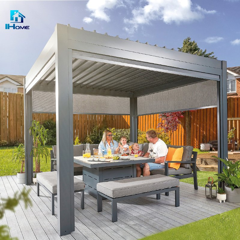DIY Modern Design Bioclimatic Awning Cover Waterproof Louvre Roof Louver Gazebo Outdoor Aluminum Pergola