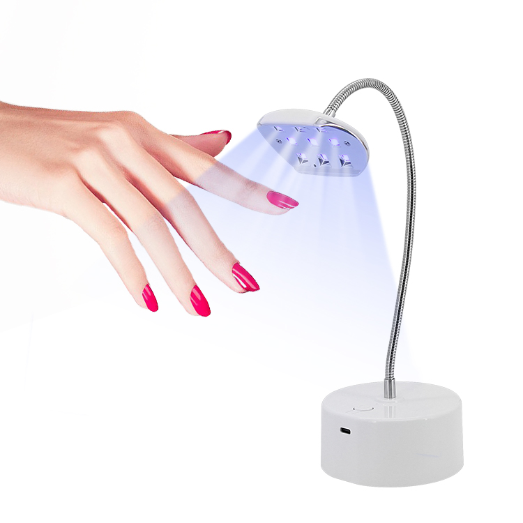 9W USB Rechargeable UV Nail Light Flash Cure Lamp for Gel Nails with 360 Degree Rotation Hose