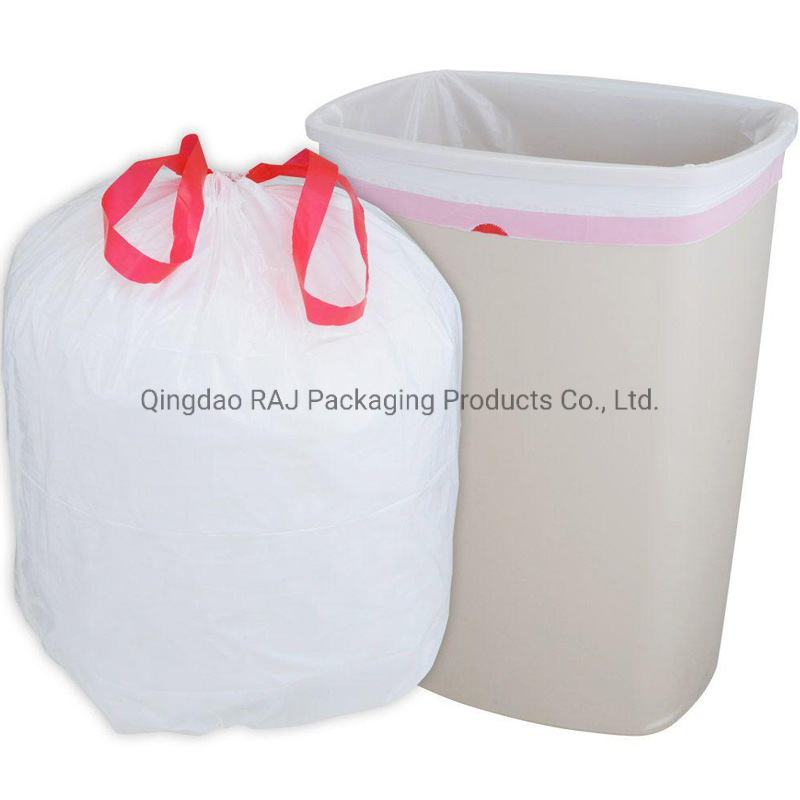 Custom Printed Drawstring Rubbish Film Stick Trash Garbage Bag for Kitchen