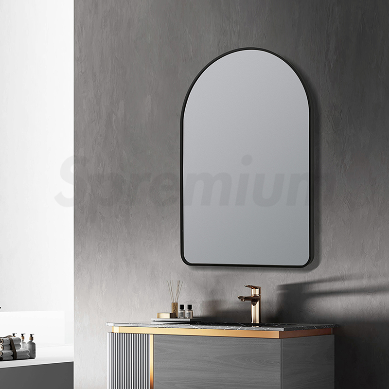 Black Ultra-Thin Decorative Wall Mirror, Arched Mirror, 600×900mm
