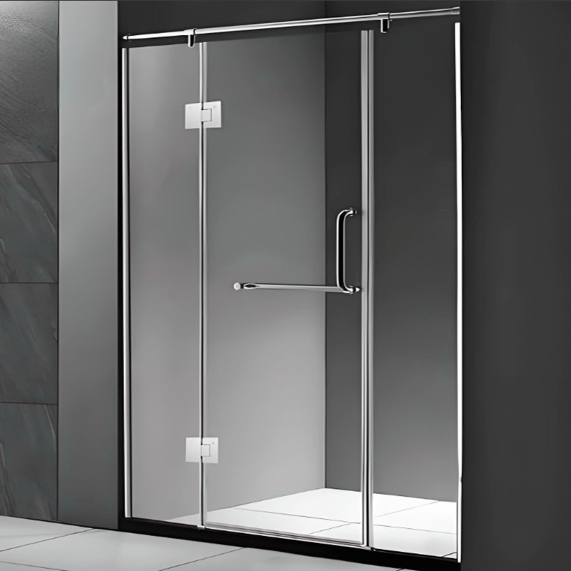 Распашная дверь безрамная со стеклом и пружиной