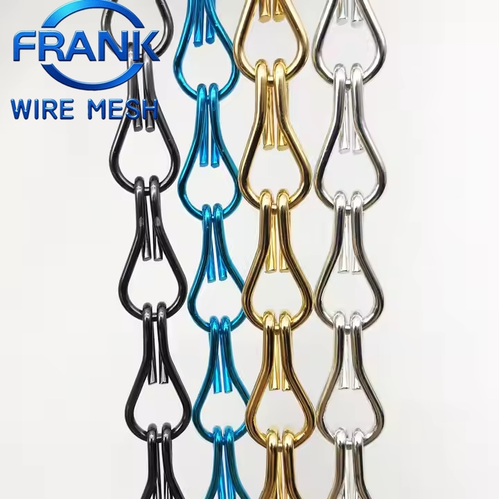 Mirrored Treatment Powder Coating Aluminum Double Hook Chain Fly Curtain Mesh Used on High-End Fashion Store Display Walls