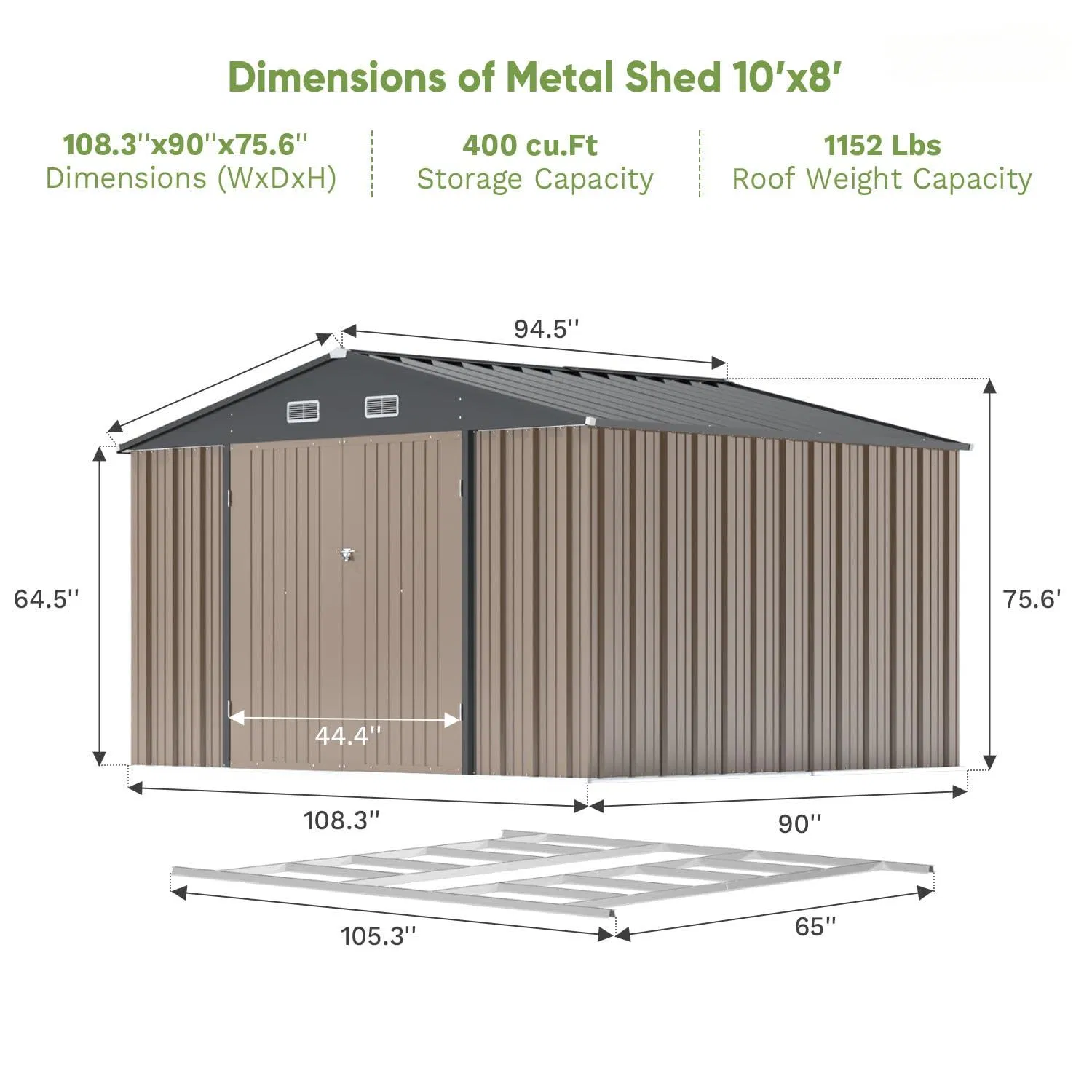 10 X 8 FT Outdoor Shed for Backyard Garden Patio Lawn, Brown