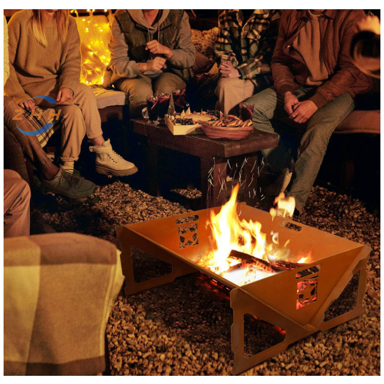 Unique and Rustic Style Fire Pit Portable Camping Wood Charcoal Burning Fireplace