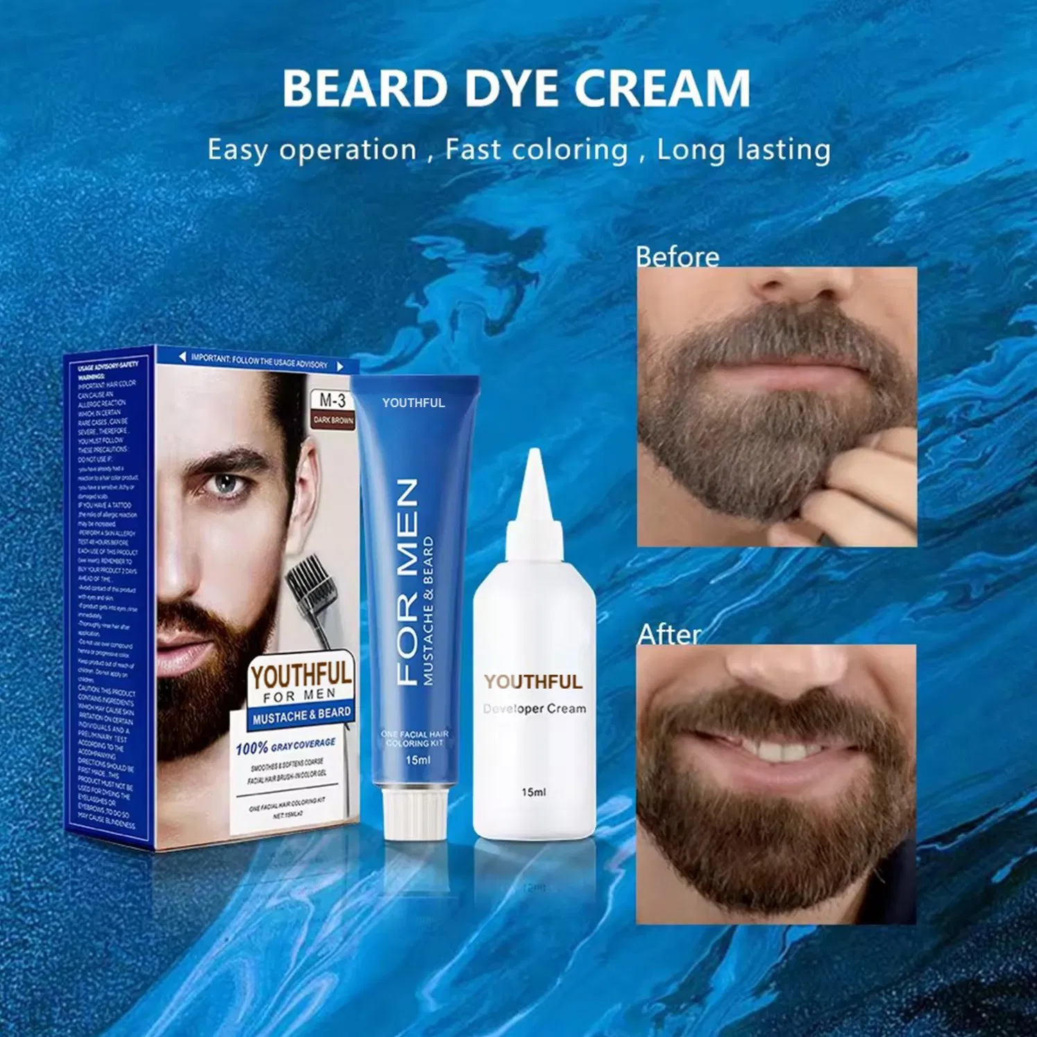 Ammonia Free Permanent Colors Natural Hair Dye Color for Beard