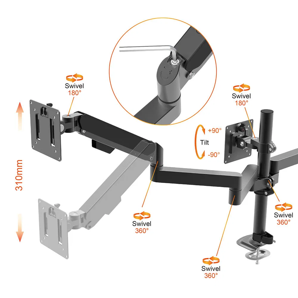 Factory Wholesale Monitor Arm Gas Spring Triple Monitor Mount