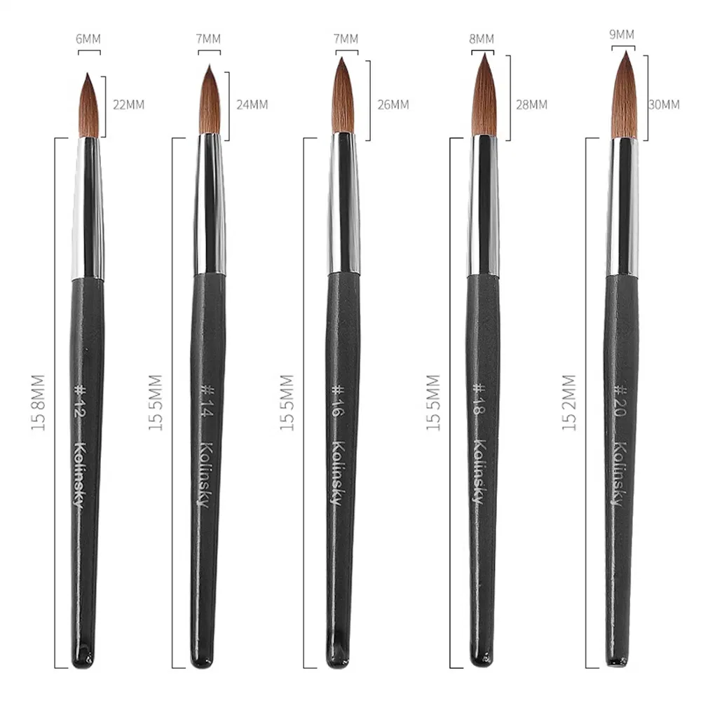 Wholesale Design Custom Logo Soft Thick Personalized Wooden Pure 100% Kolinsky Acrylic Art Nail Brush for Nail Salon