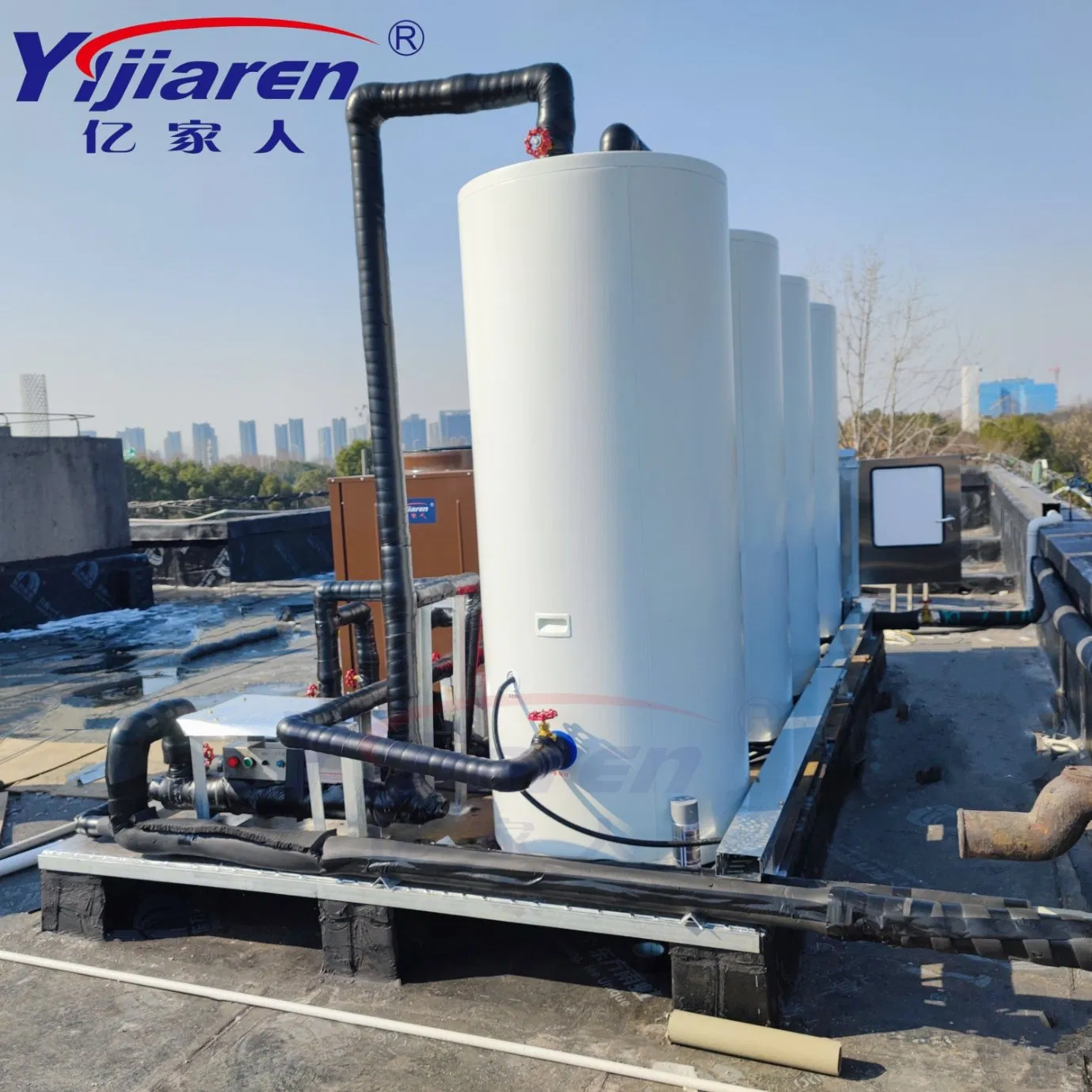 Effortless Installation Pressurized Air Source Air to Water Heat Pump with Multiple Water Tanks for Industrial Commercial Swimming Pool Use