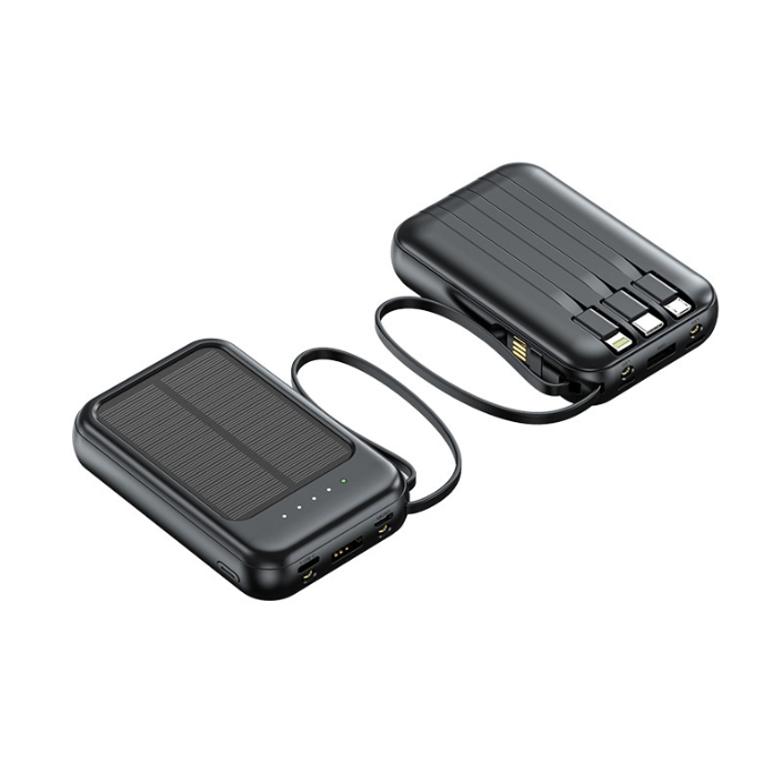 20000mAh Solar Power Bank with Built-in Cables Outdoor Portable Charger