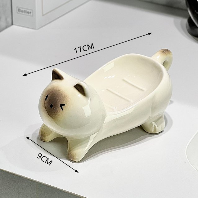 Cute Animal Resilient Ceramic Soap Tray Quick Dry Bathroom Accessories