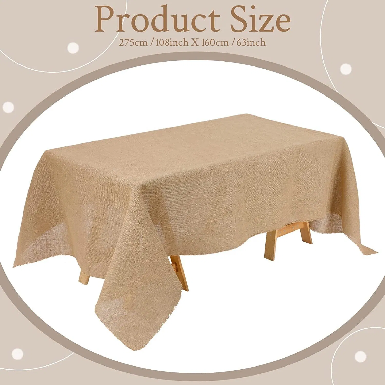 Jute Table Runner Rectanqle Natural Burlap Tablecloth 63 X108 Inches