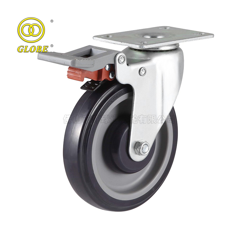 60-100kgs Shopping Cart Supermarket Brake PU Caster