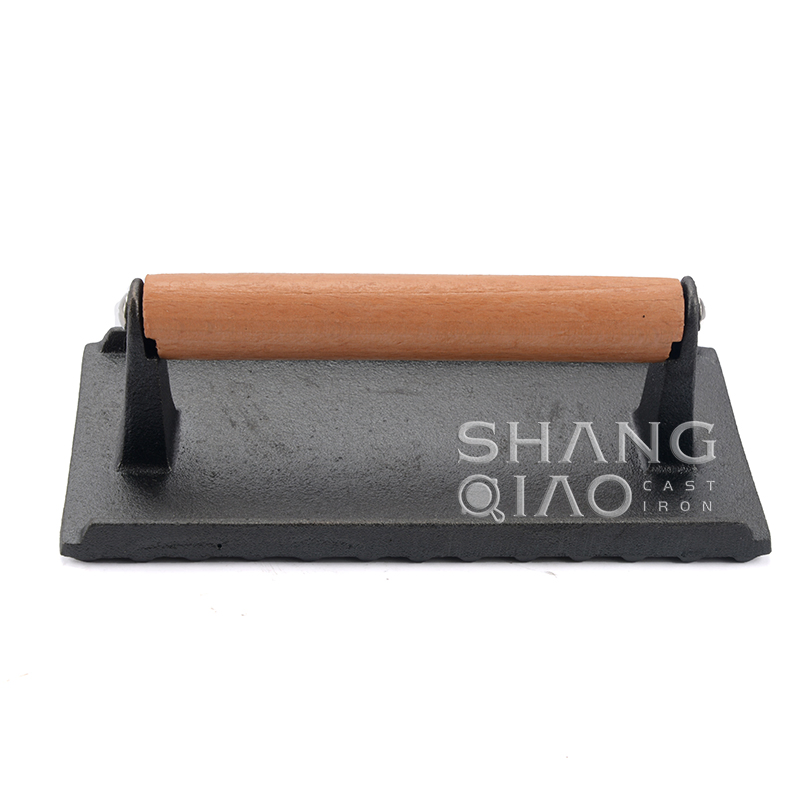 Пресс для бургеров из чугуна, прямоугольный, 20x10 см