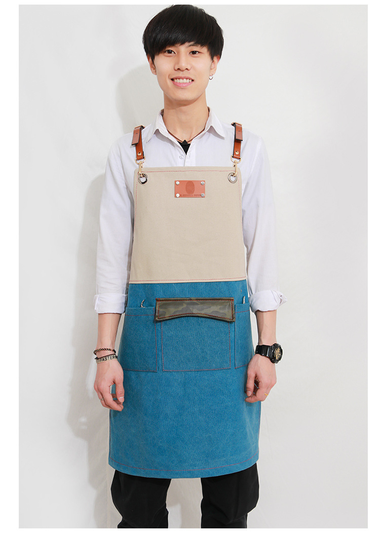 Coffee Shop Milk Tea Shop Hairdresser Chinese Restaurant Work Clothes Men and Women Canvas Apron Custom Logo (RS-AXE86)