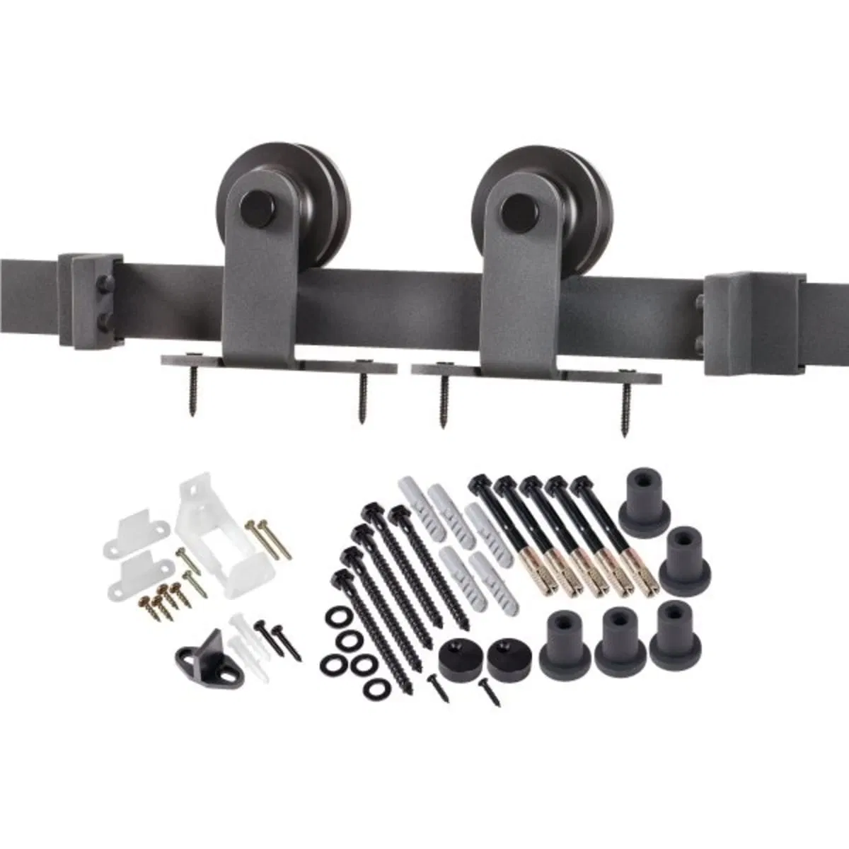 Decorative Sliding Barn Door Hardware Matt Black J Shape Hangers