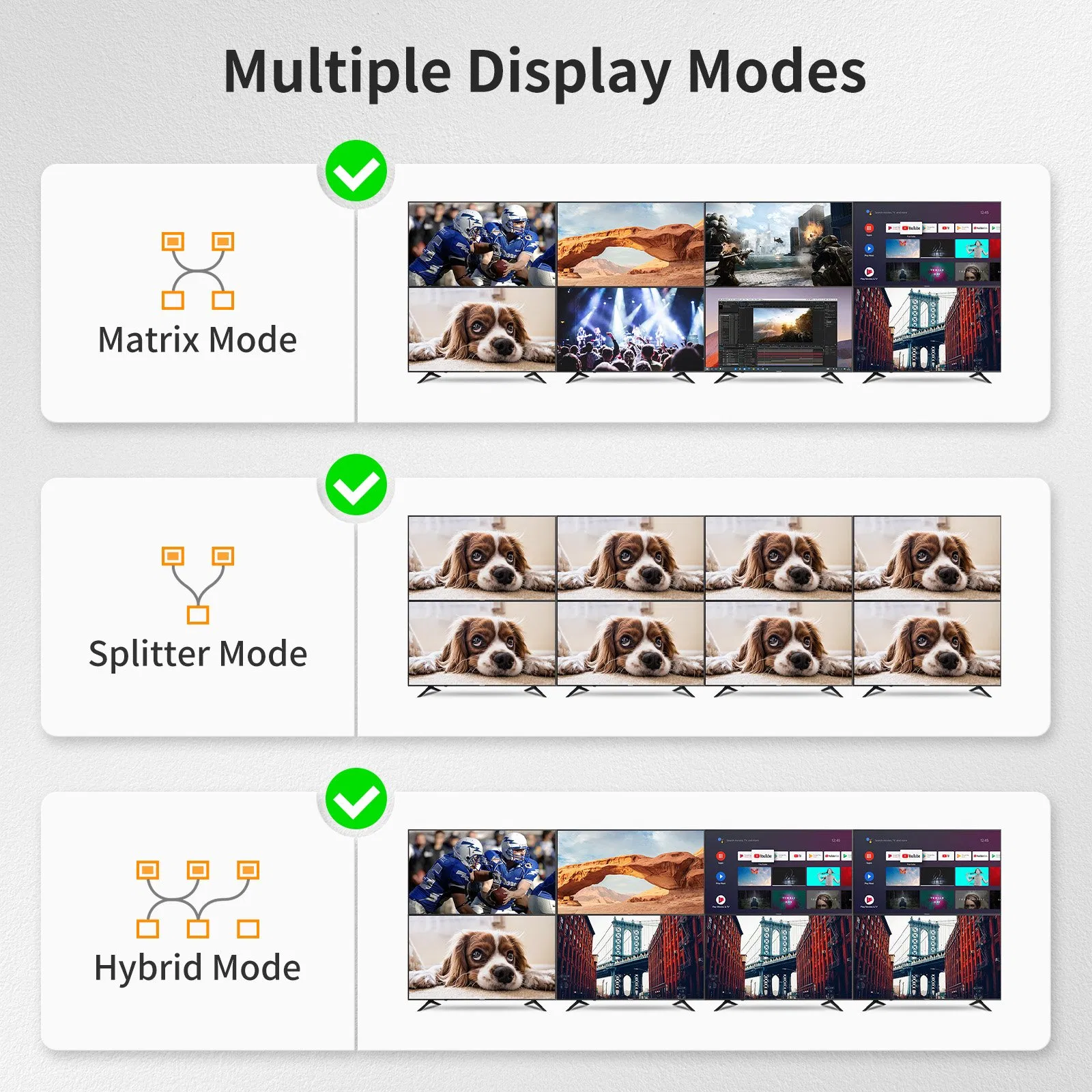 8X8 for HDMI 4K60Hz 8 in 8 Switcher Splitter RS232 TCP IP Control Video Splitters Support EDID Management